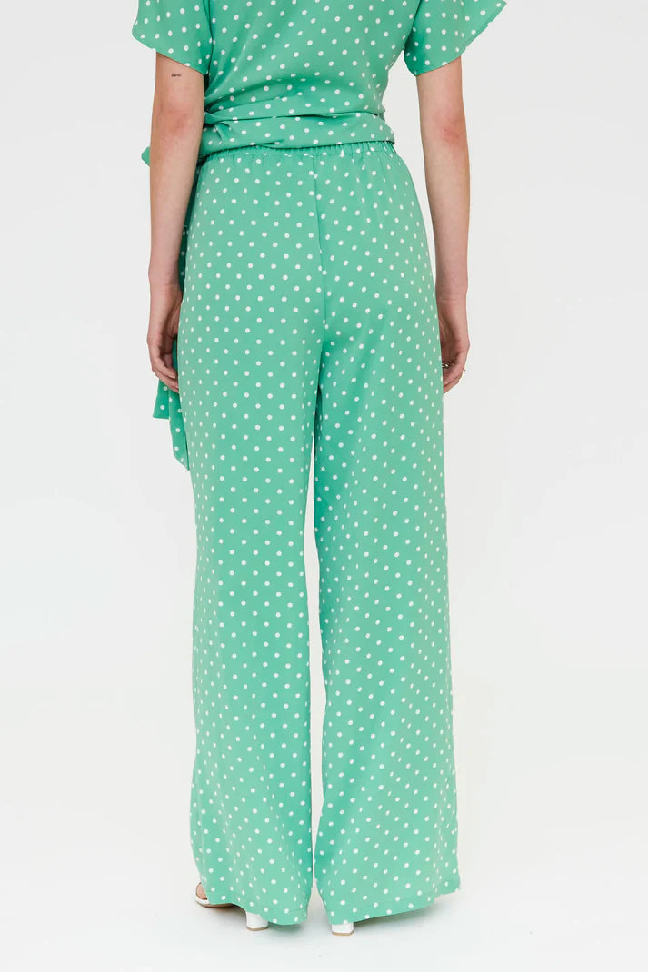 Pantaloni con stampa mini dots verde