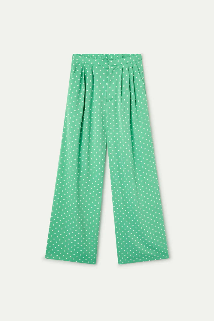 Pantaloni con stampa mini dots verde