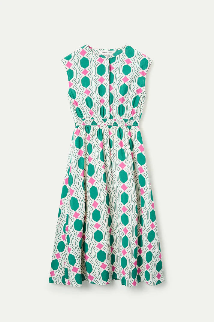 Abito midi con stampa geometrica