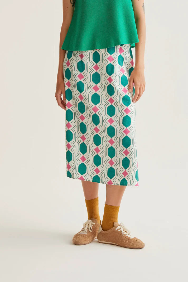 Gonna mdi con stampa geometrica