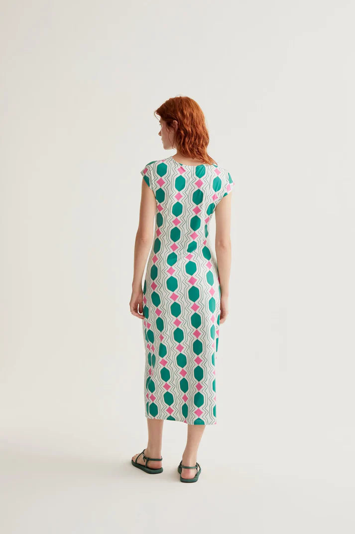 Abito lungo con stampa Geometrica