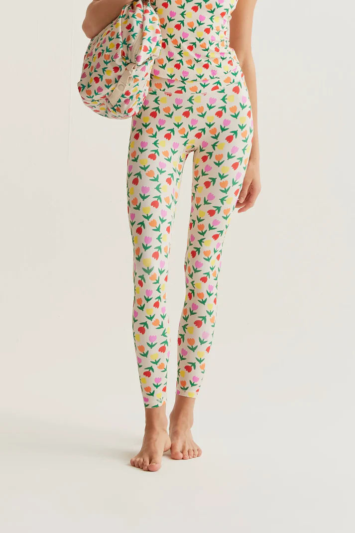 Leggings sportivi con stampa Multicolor Tulips