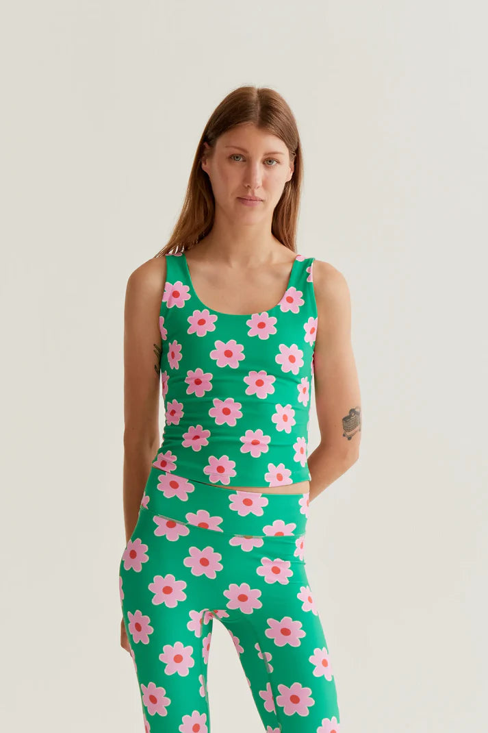 Top sportivo con stampa Pink Flowers
