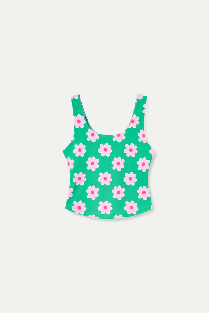 Top sportivo con stampa Pink Flowers