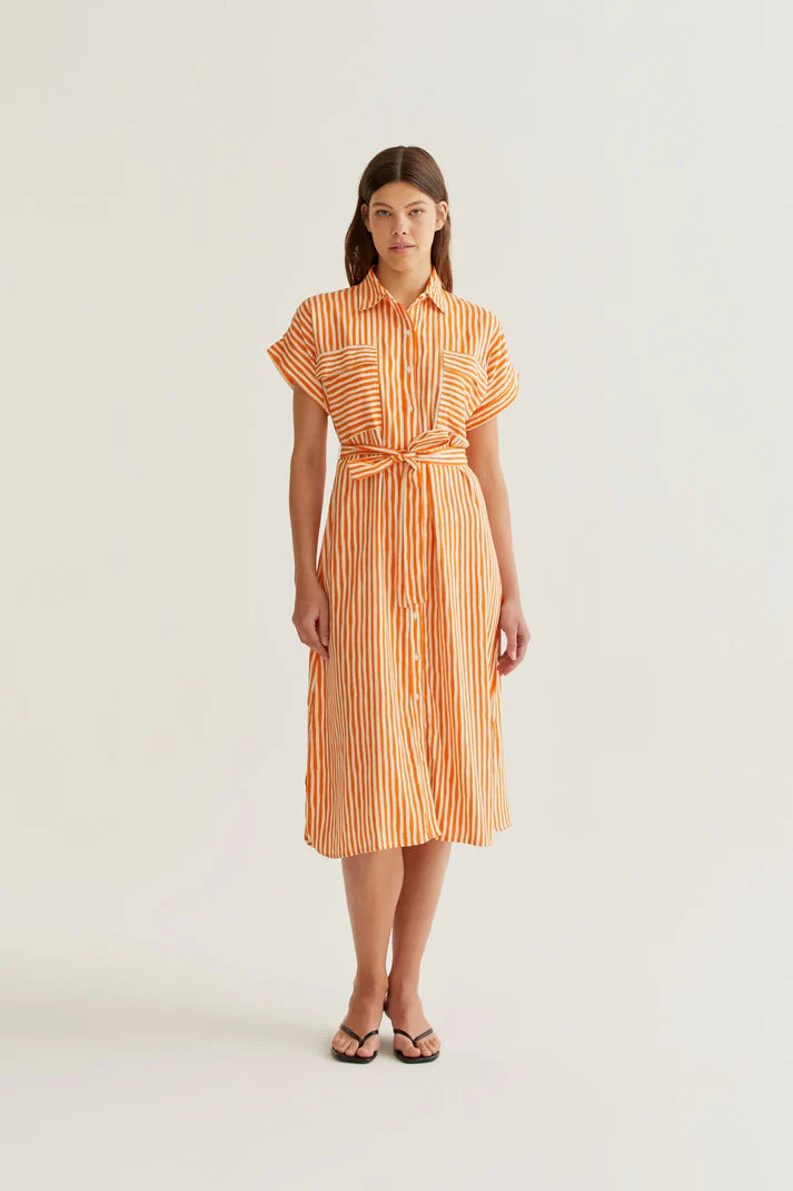 Abito midi con stampa Lavagna Orange
