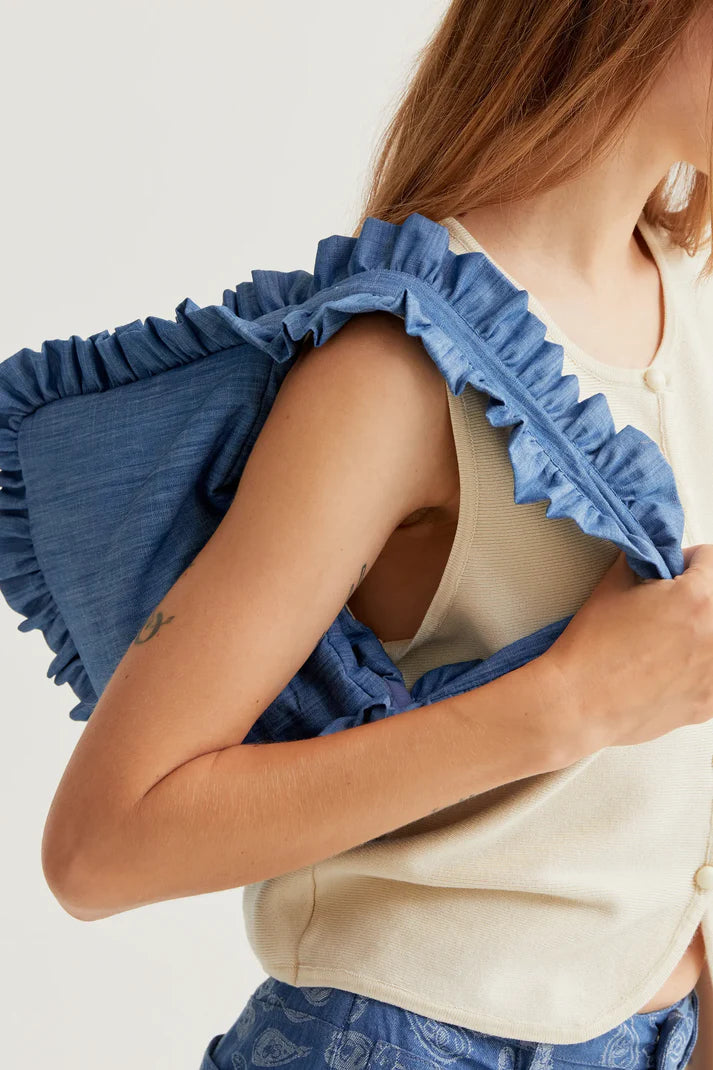 Borsa 100% cotone chambray azzurro
