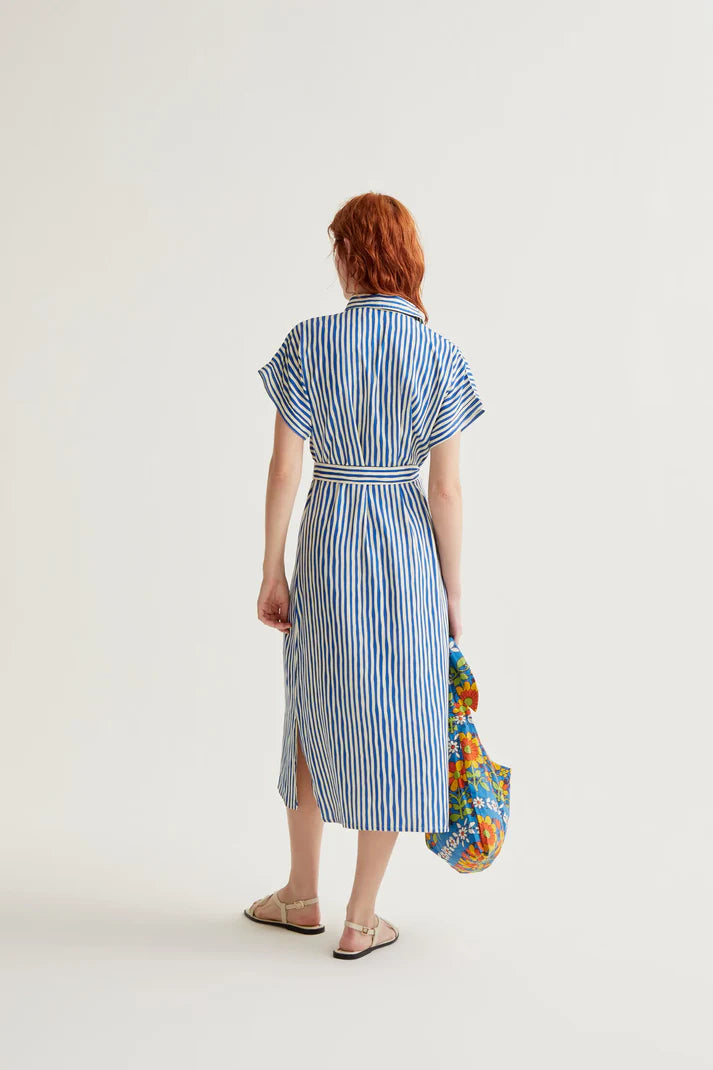 Abito midi con stampa Lavagna Blue