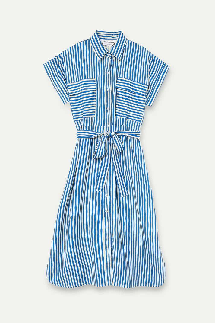 Abito midi con stampa Lavagna Blue