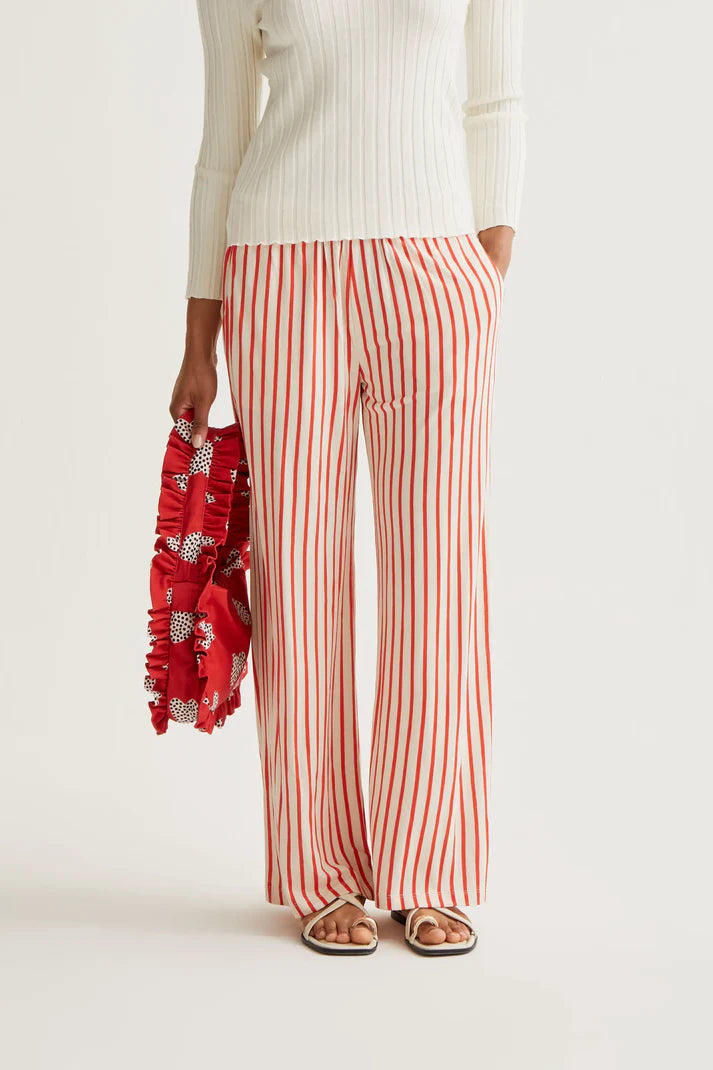 Pantaloni con stampa a righe rosse