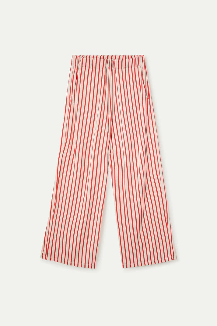 Pantaloni con stampa a righe rosse