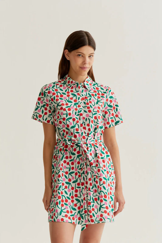 Abito corto con stampa Ciliegio