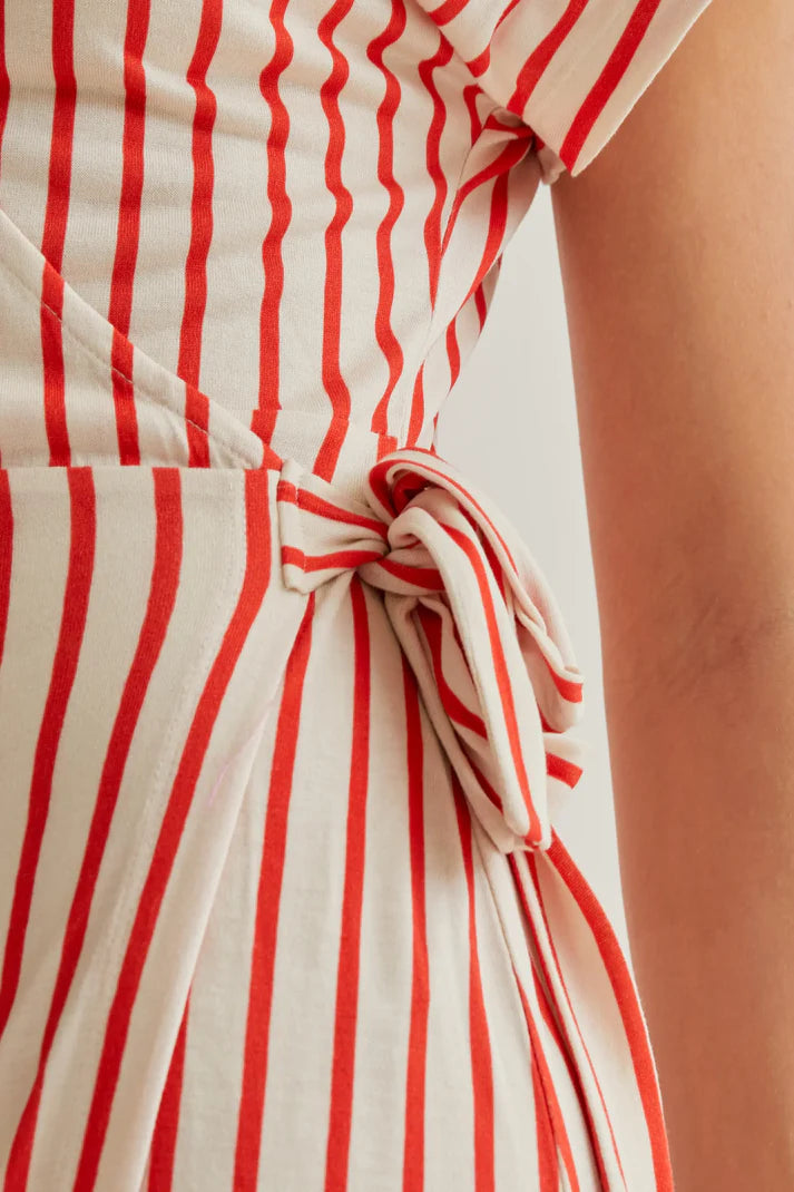 Abito midi a righe rosse