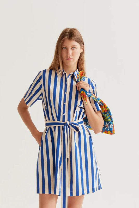 Abito corto con stampa Bamboo Blue