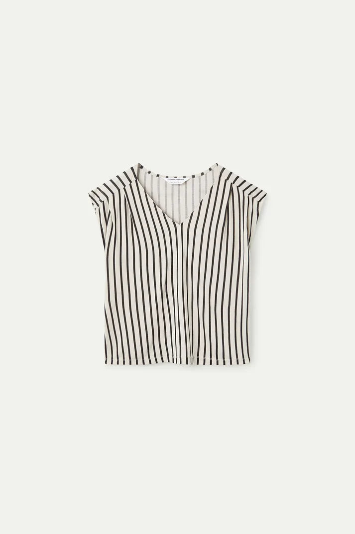 T-shirt con stampa a righe nere