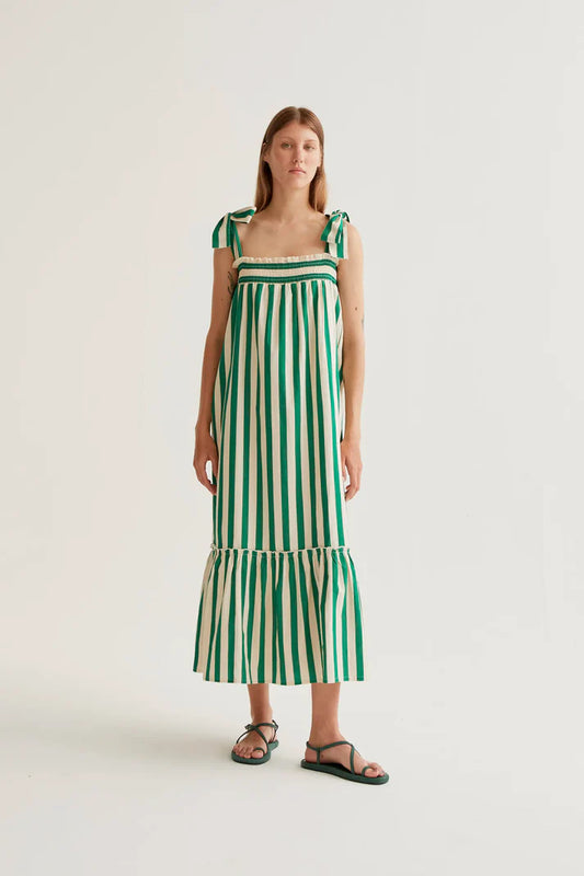 Abito lungo con stampa Bamboo Green