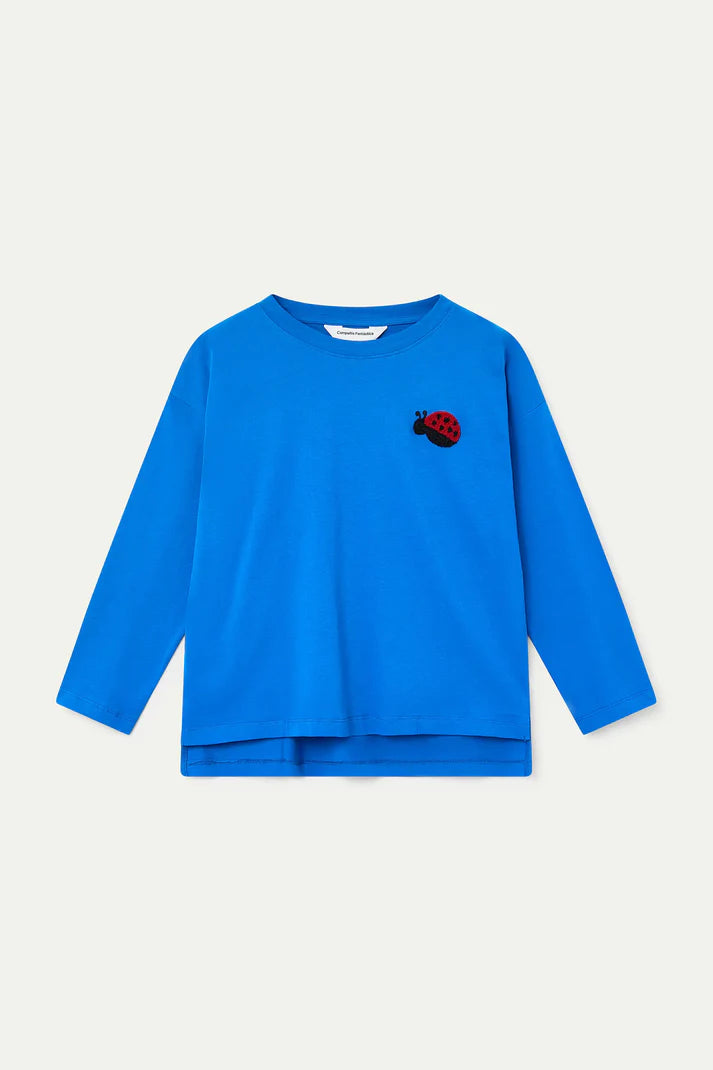 T-shirt blu con ricamo Coccinelle