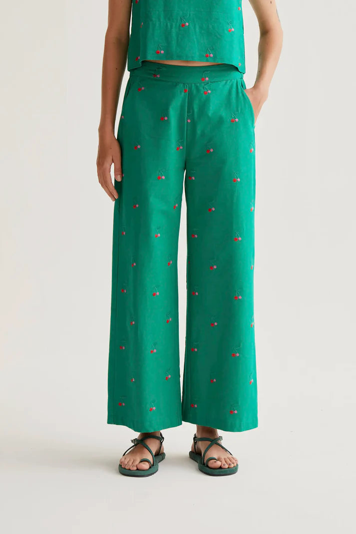 Pantaloni con stampa Green Cherries
