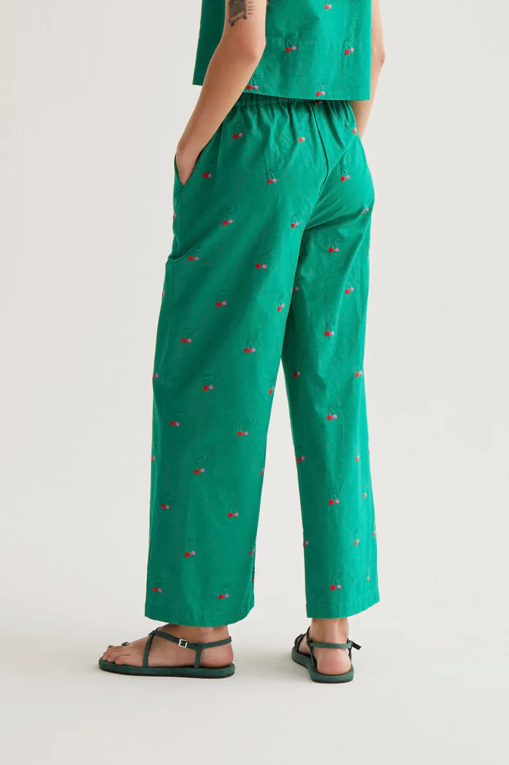 Pantaloni con stampa Green Cherries