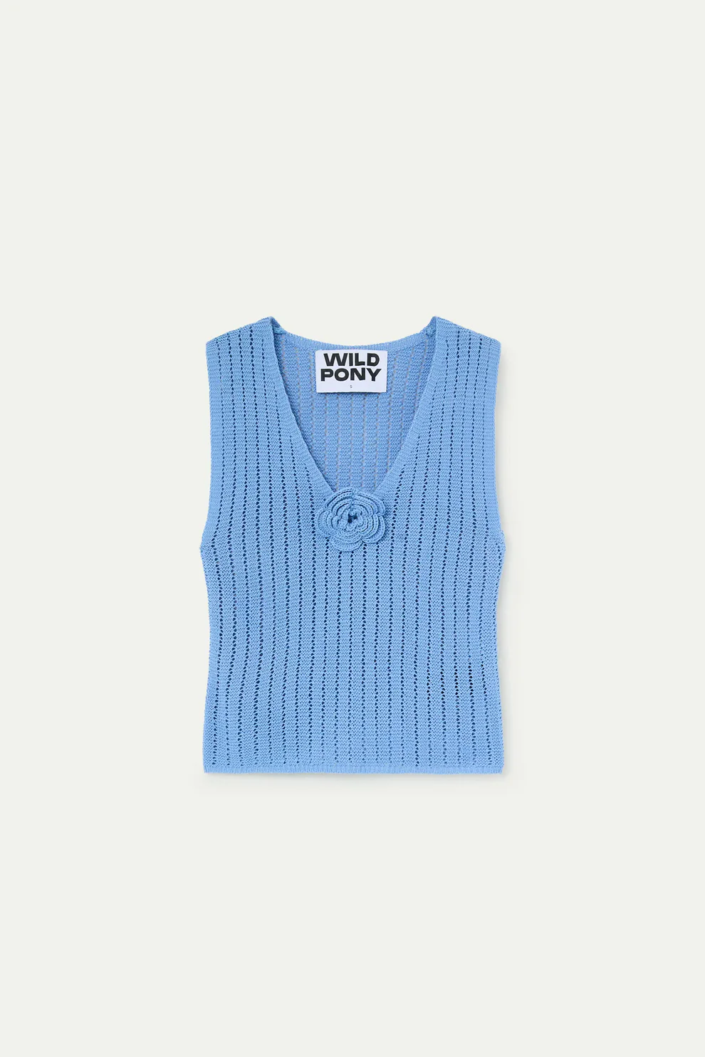 Top maglia traforata blu