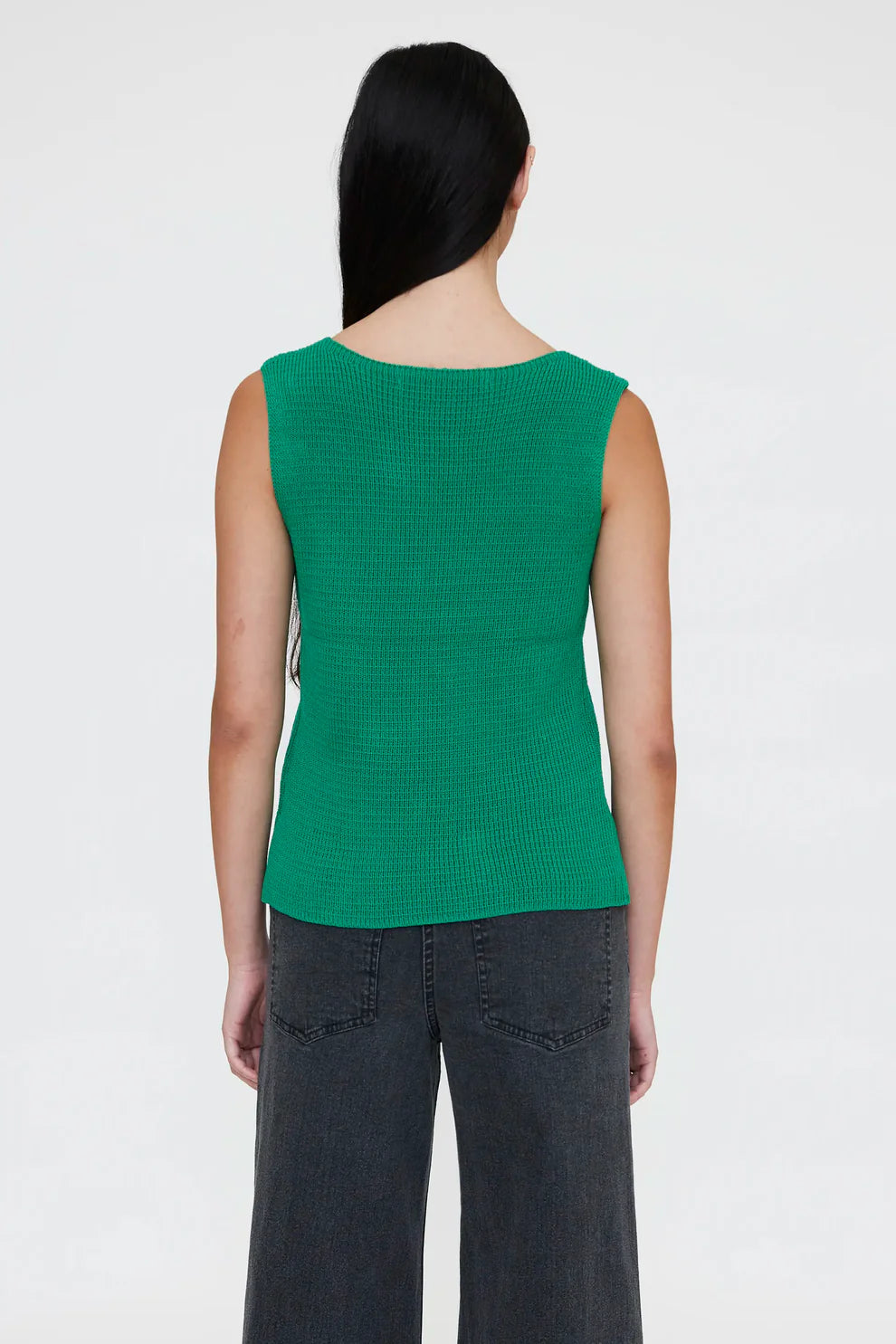 Top a maglia con bottoni verdi