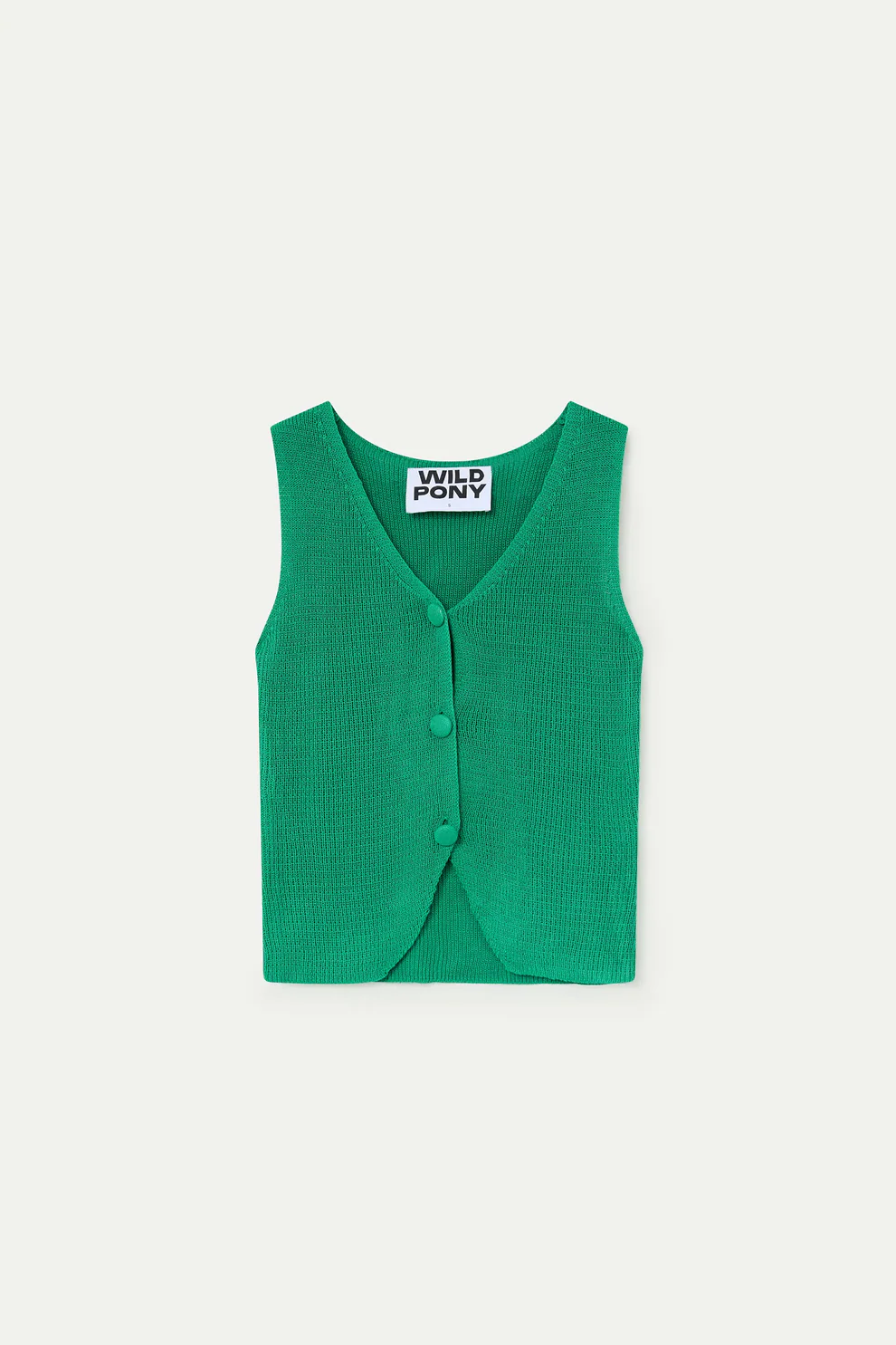 Top a maglia con bottoni verdi