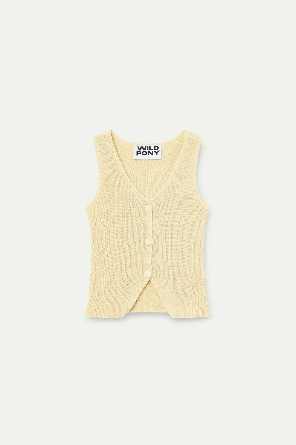 Top a maglia con bottoni gialli