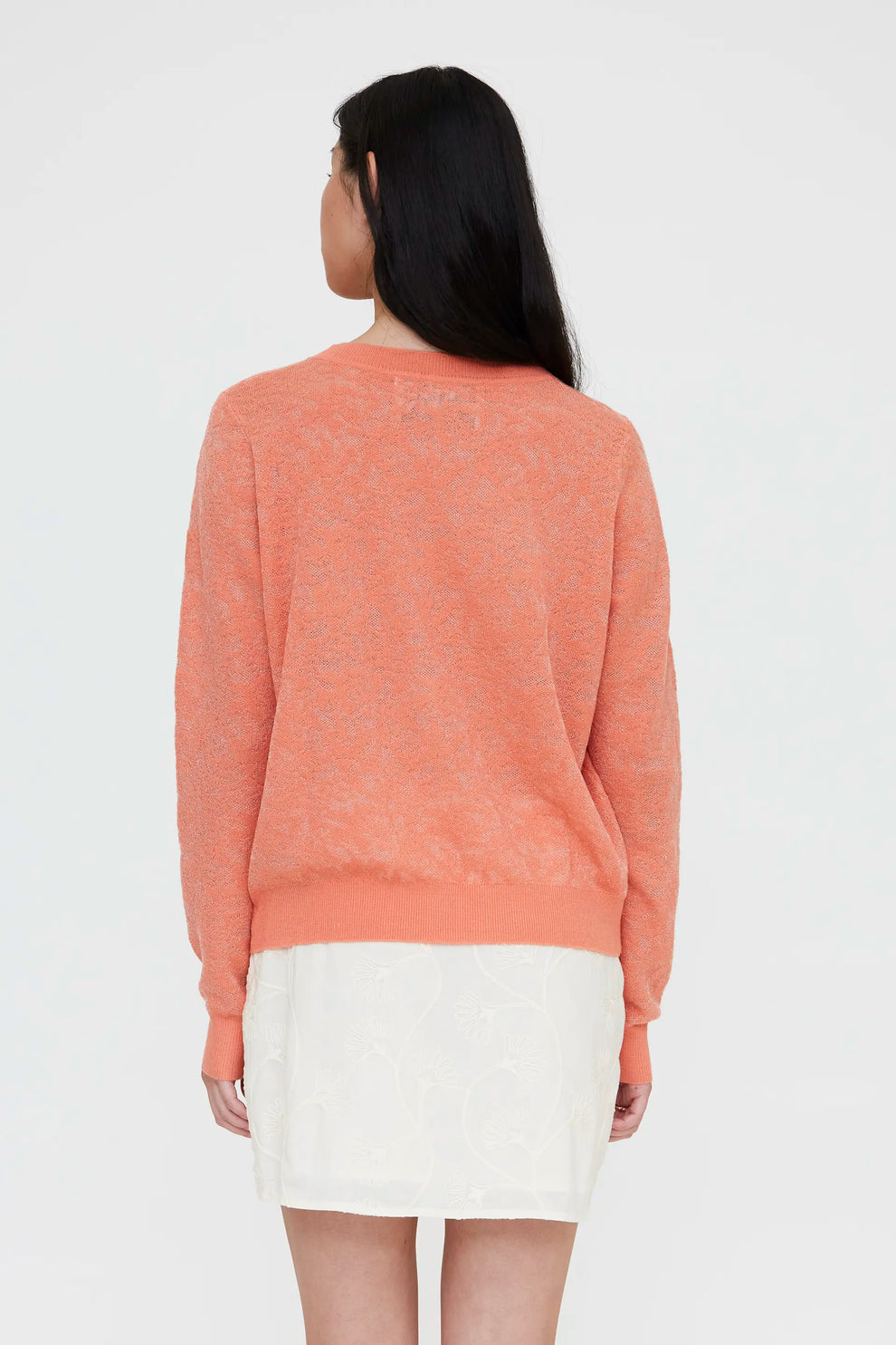 Cardigan con pizzo corallo