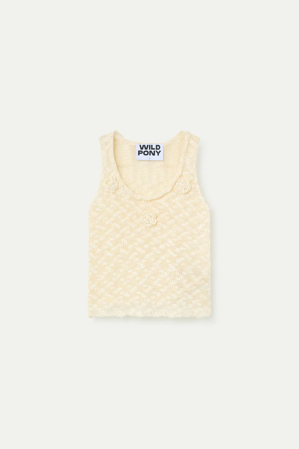 Top a maglia traforata beige