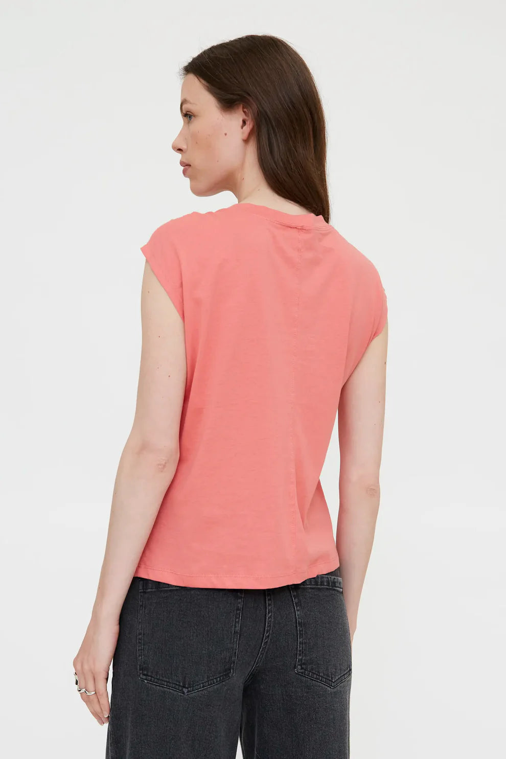 T-shirt corallo annodata 100% cotone