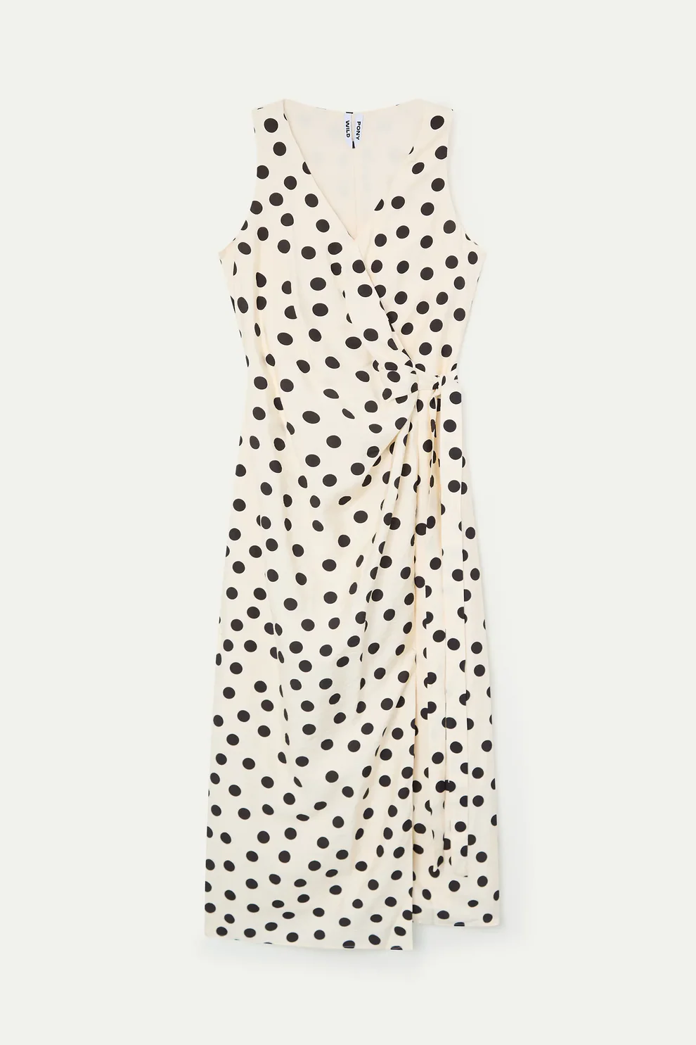 Abito midi con stampa a pois bianco e nero