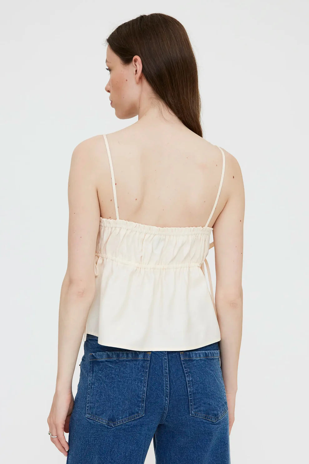 Top con spalline bianco sporco