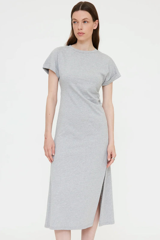 Abito midi con applicazioni 100% cotone grigio