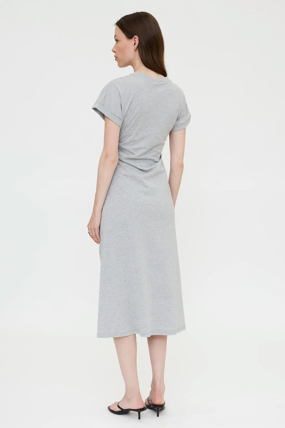 Abito midi con applicazioni 100% cotone grigio