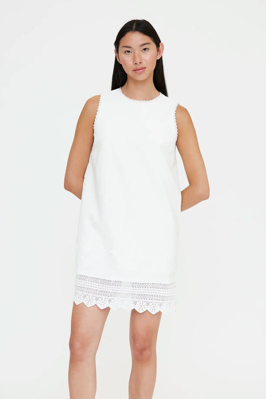 Abito corto bianco con pizzo