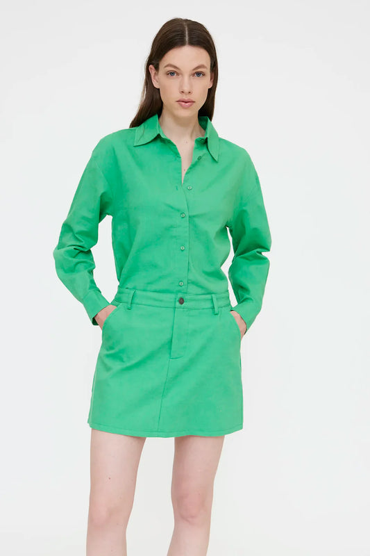 Camicia misto lino verde