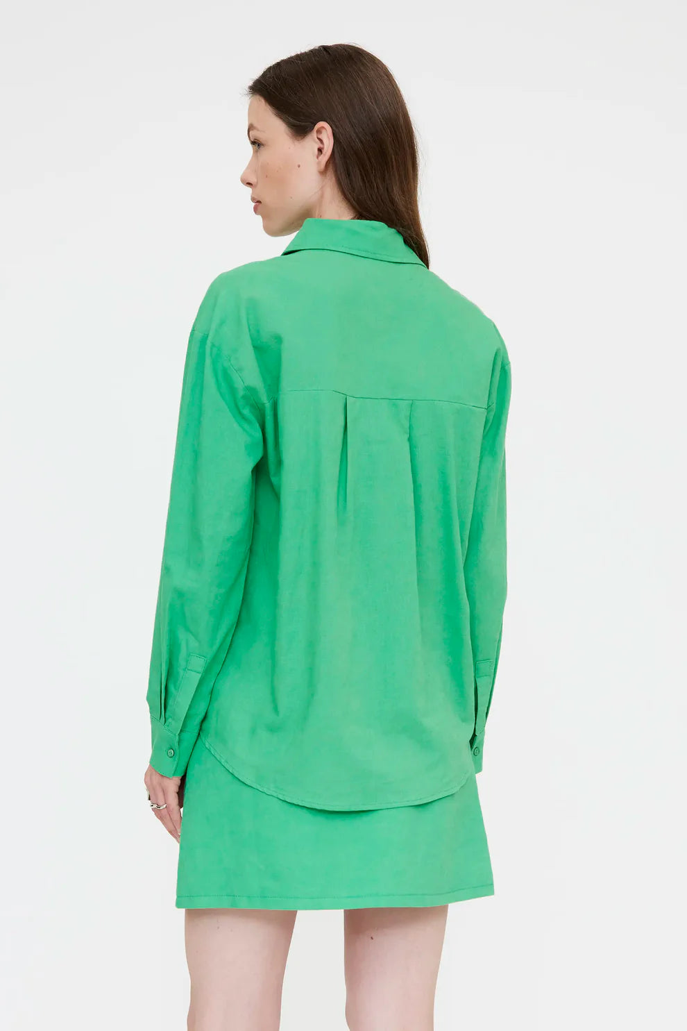 Camicia misto lino verde