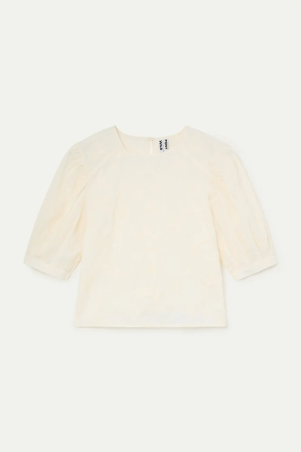 Top 100% cotone bianco sporco con ricamo floreale