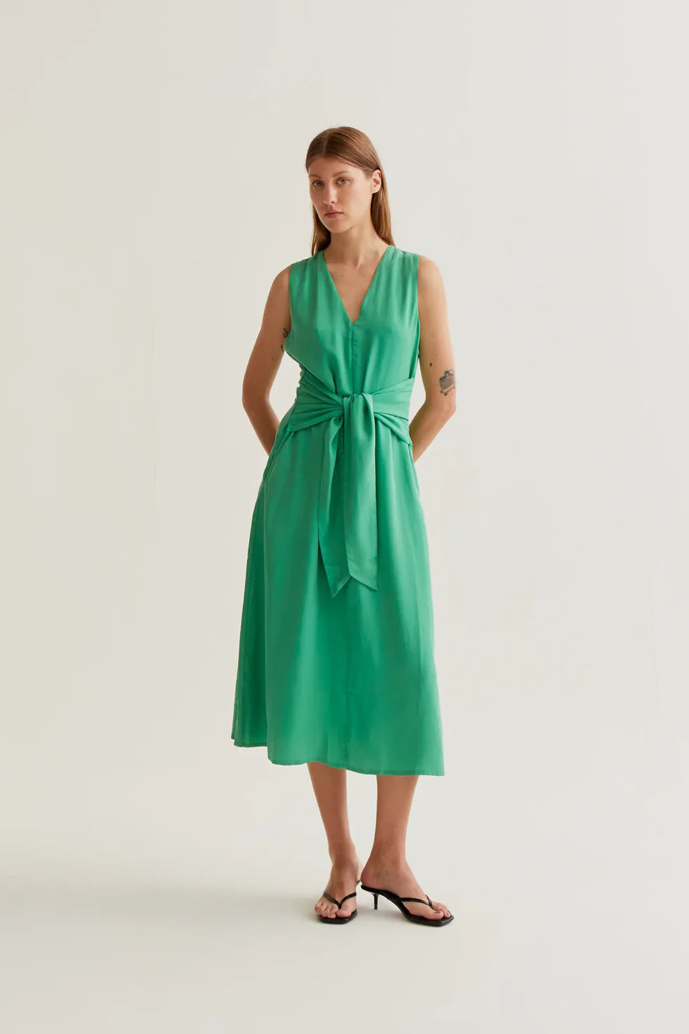 Abito midi fluido verde