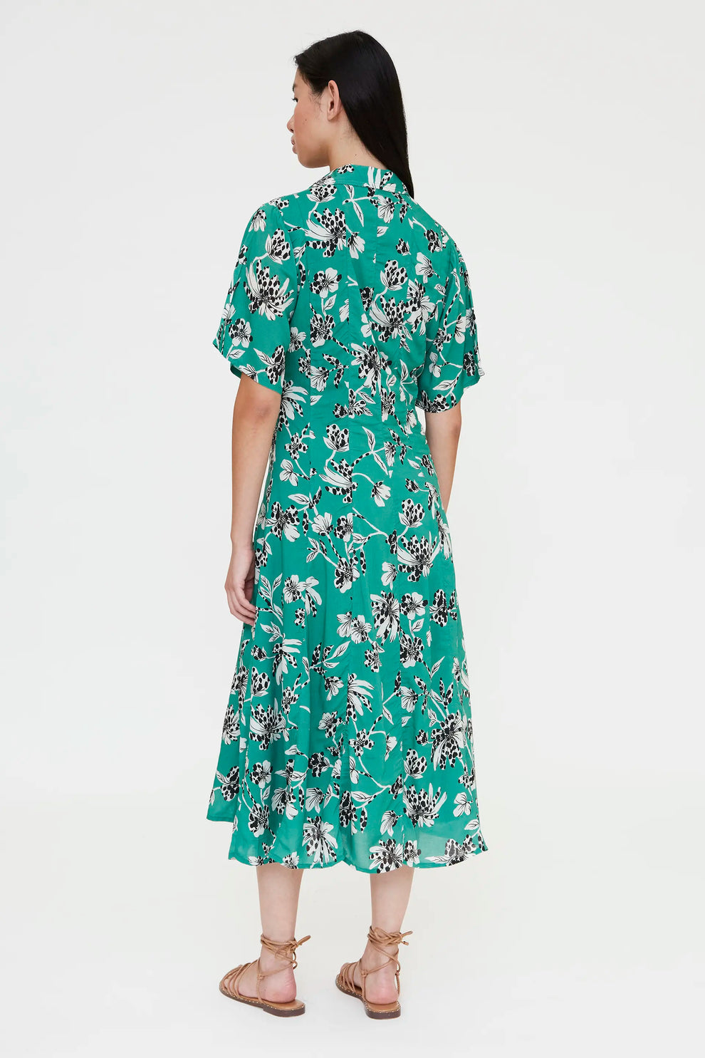 Abito midi con stampa Gerbera