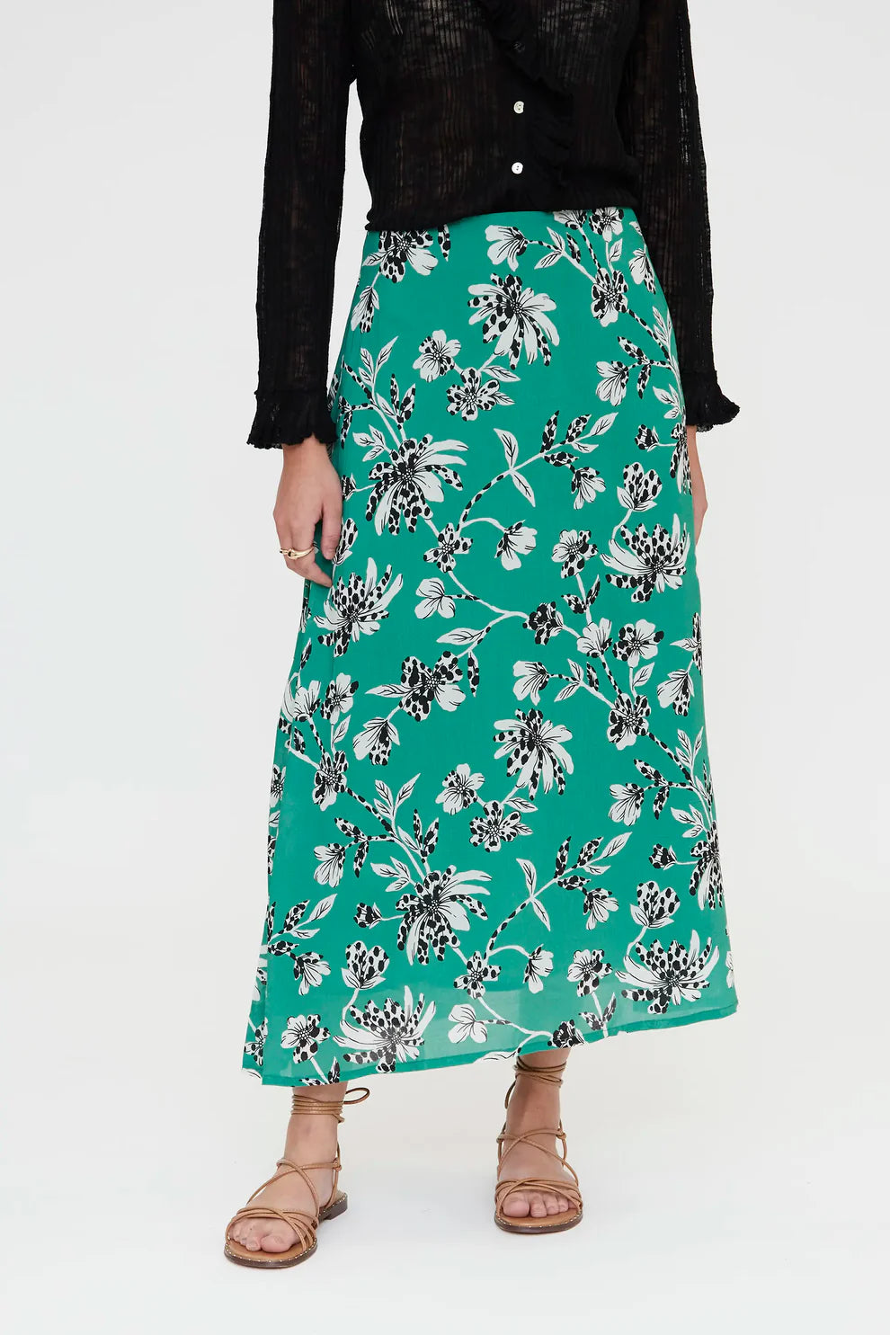 Gonna midi con stampa Gerbera