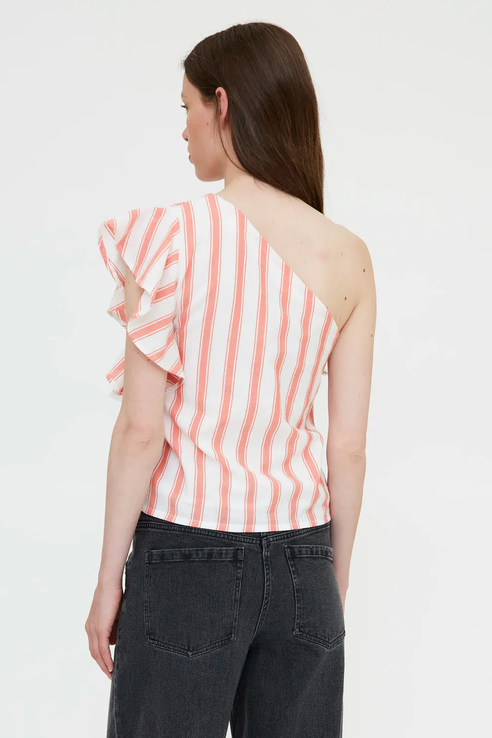 Top asimmetrico con stampa Emberglow Stripes