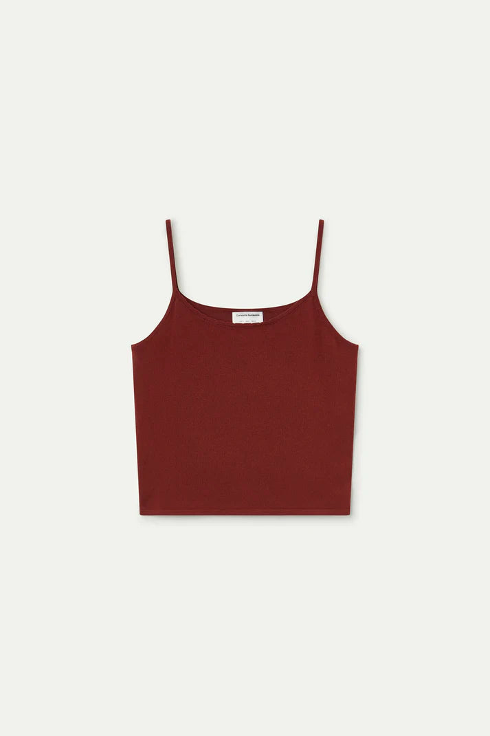 Top basic con bretelle marrone