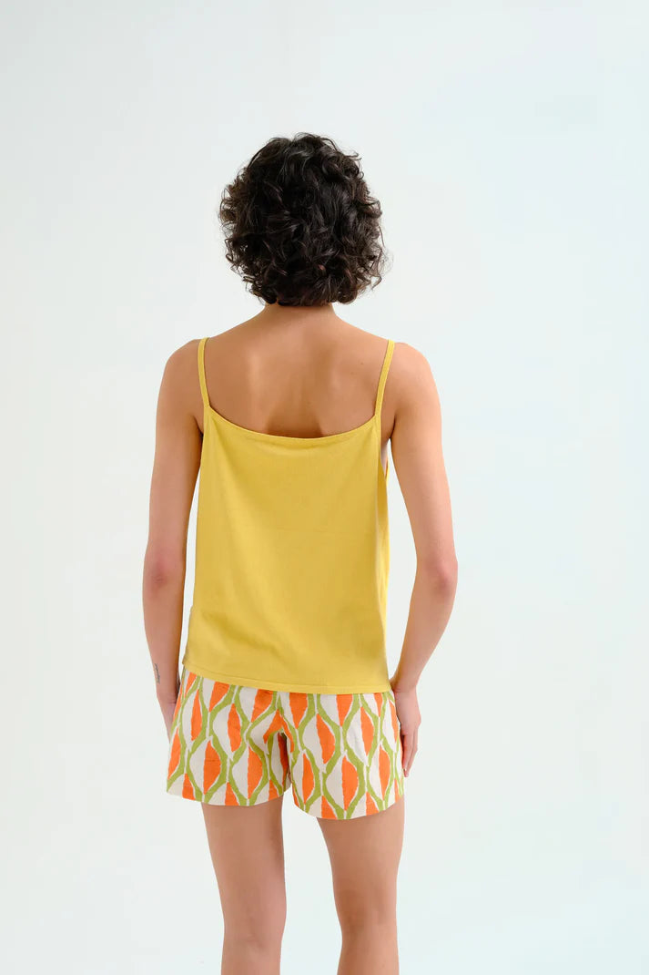 Top basic con spalline giallo