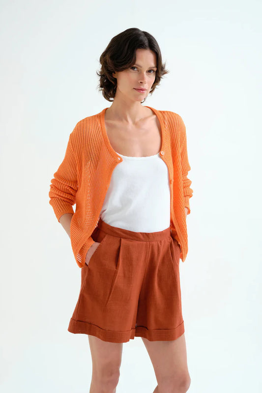 Cardigan punto arancione