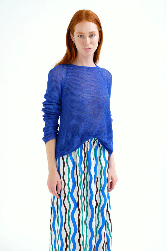 Maglia traforata blu
