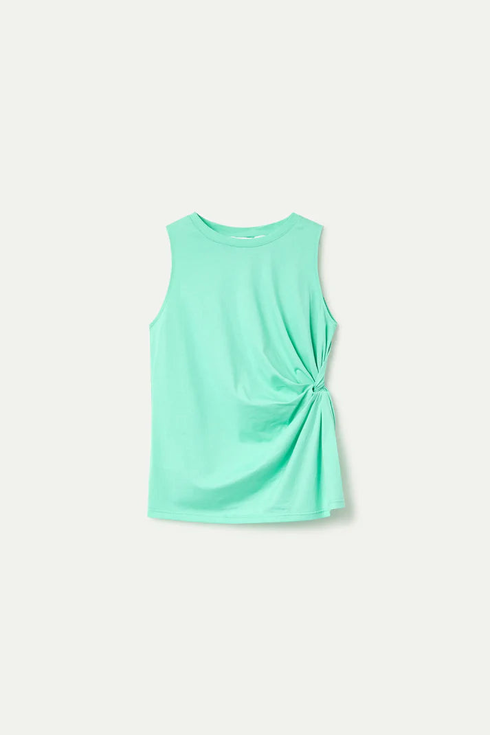 Camicia verde 100% cotone con dettaglio drappeggiato