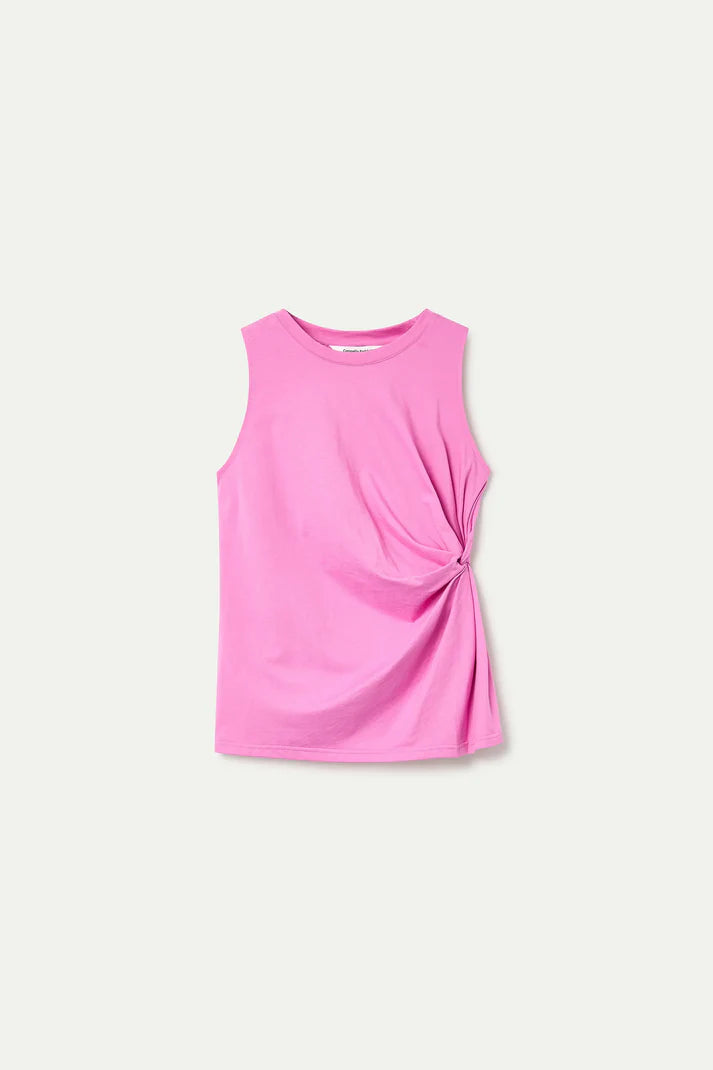 Camicia rosa 100% cotone con dettaglio drappeggiato