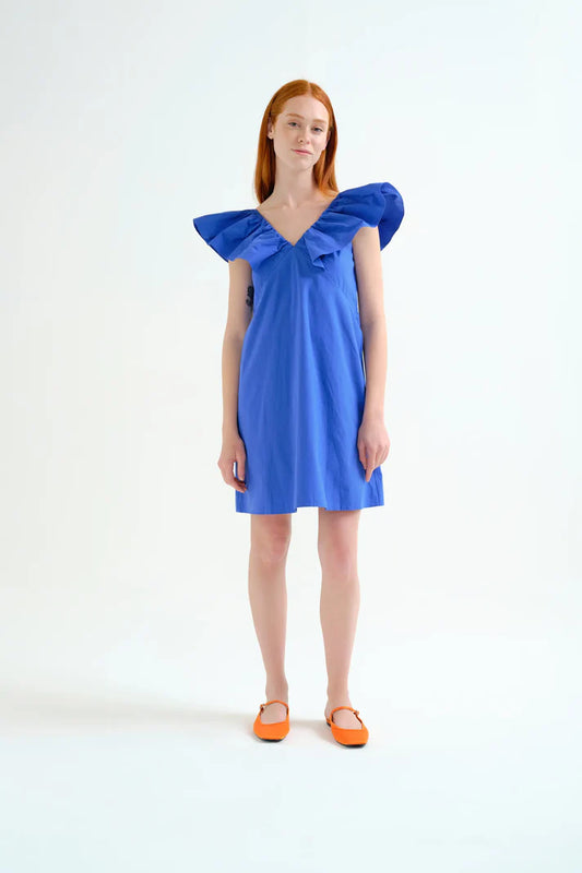 Abito corto blu 100% cotone