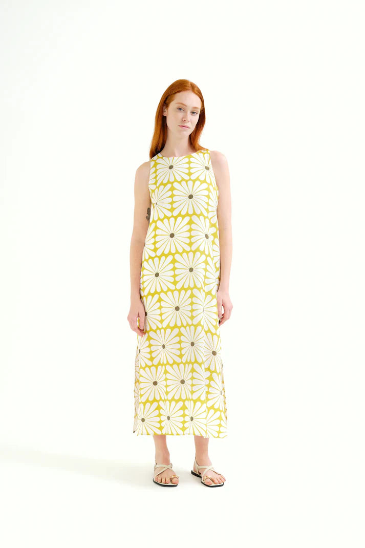 Abito lungo con stampa Olive Flower