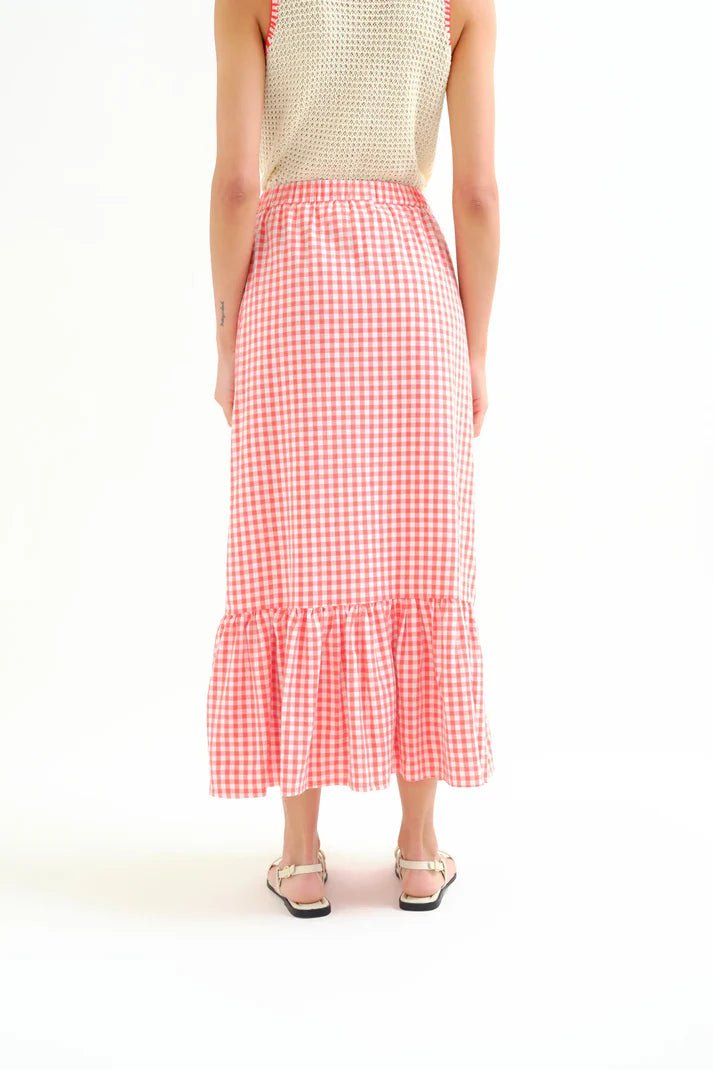 Gonna 100% cotone a quadri vichy rosso